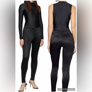 SKIMS Disco Satin-Jersey Sleek Straight Leg Pants High Waist in Onyx Size 4X